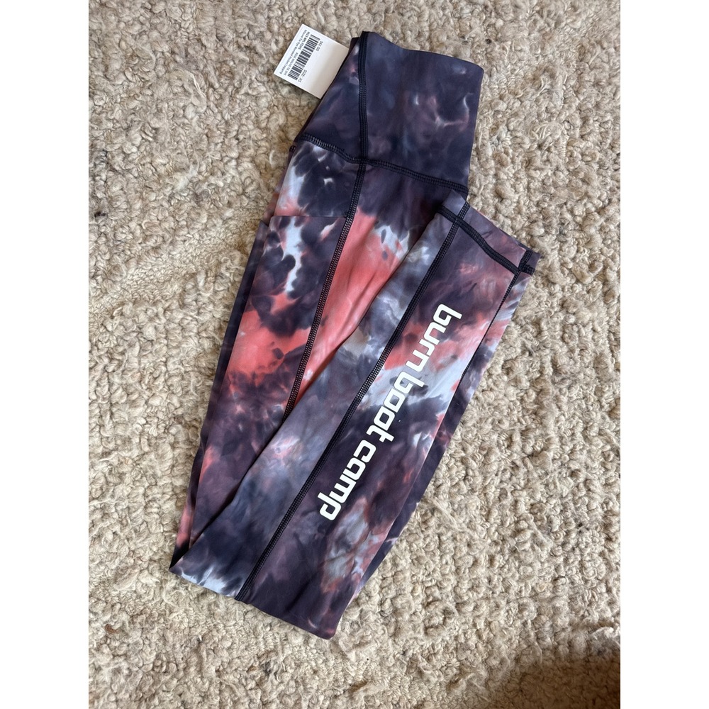 Burn Boot Camp Rose Mauve Tie Dye Bonded Pocket‎ Leggings N23-BPL-TDXS Womens XS